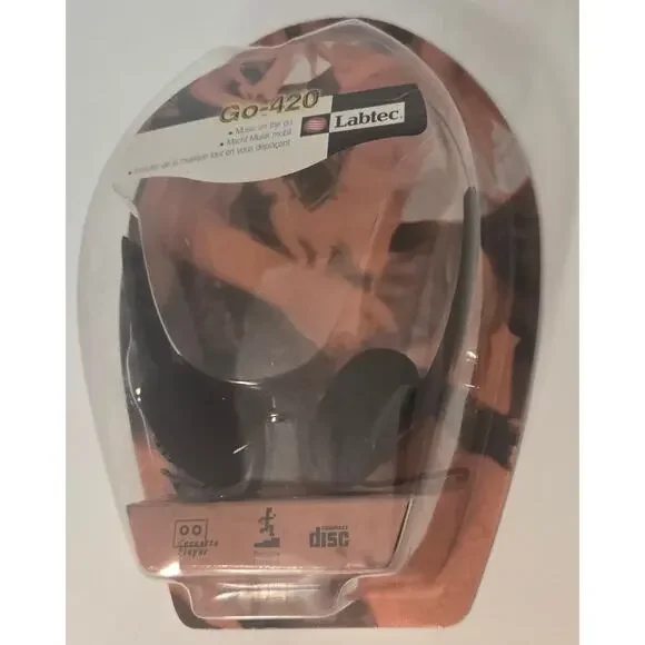 Vintage Labtec Go-420 Headband Headphones Retro Black Audio Portable Headset - Picture 2 of 4